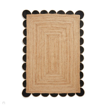 Savannah Jute Scallop Natural/Black Rug-Think Rugs-Rug Love - The Most Loved Rug Store